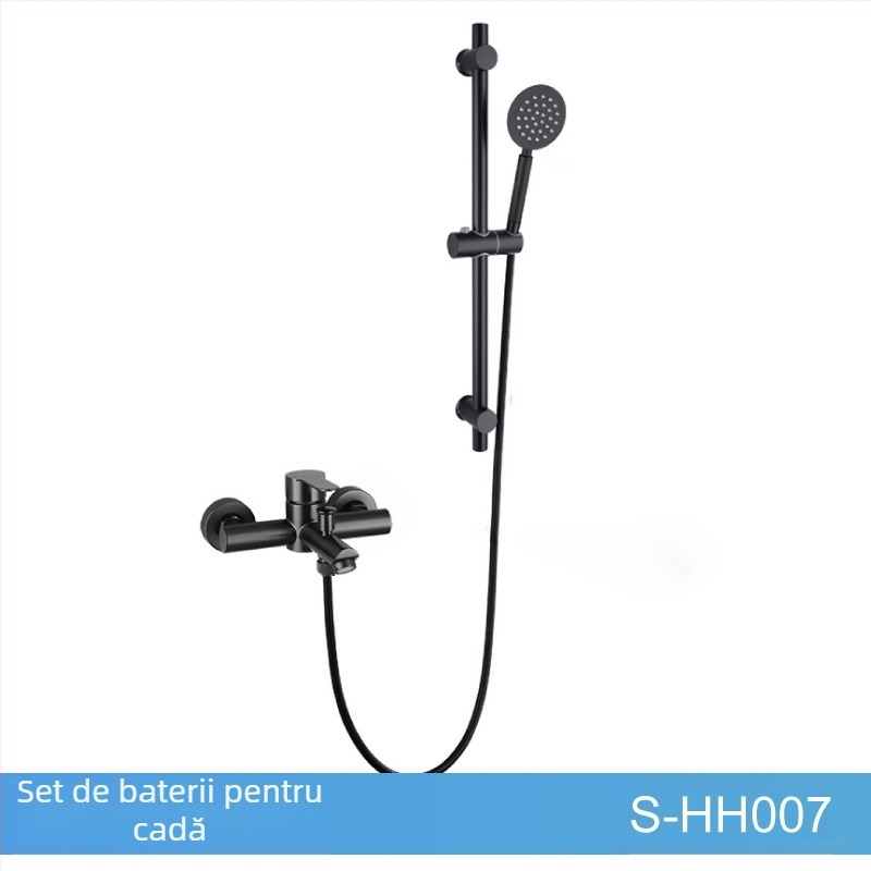 Set de duș din oțel inoxidabil, montat pe perete, robinet amestecător cu cartuș ceramic, model S-L005