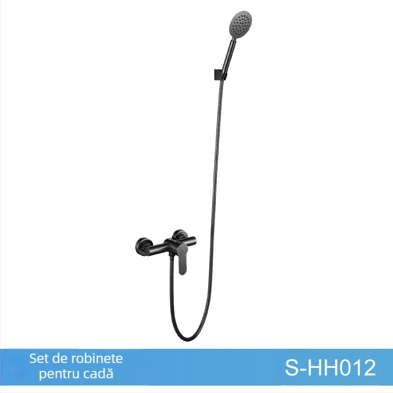 Set de duș din oțel inoxidabil, montat pe perete, robinet amestecător cu cartuș ceramic, model S-L005