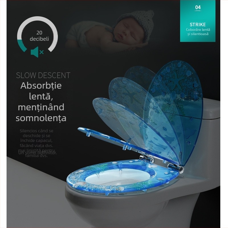 Capac de toaletă universal, din rășină UF, cu tampon, stil standard, marca Home Now, balamale nemodificabile