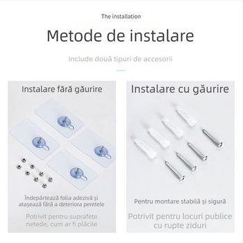 Cutie montată pe perete pentru șervete de hârtie — ABS, rezistentă la apă, fără găuri, model 6015