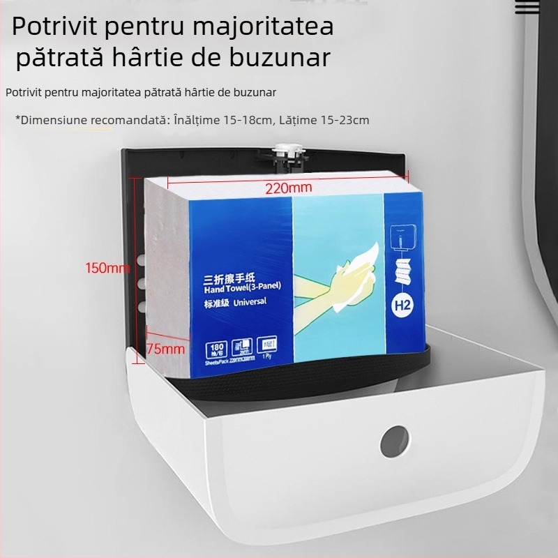 Cutie montată pe perete pentru șervete de hârtie — ABS, rezistentă la apă, fără găuri, model 6015