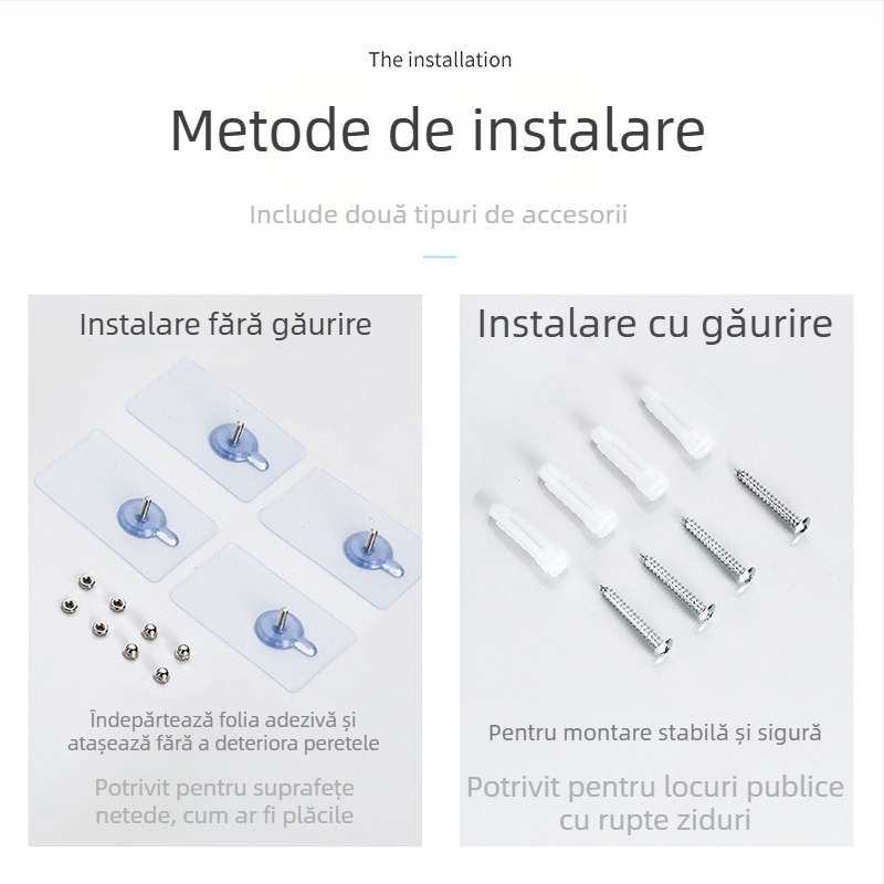 Cutie montată pe perete pentru șervete de hârtie — ABS, rezistentă la apă, fără găuri, model 6015