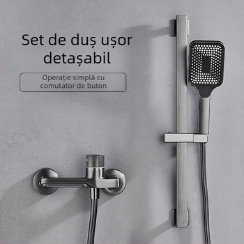 Set de duș din cupru, montaj încastrat, funcție ploaie, cap de duș pătrat, model 7030