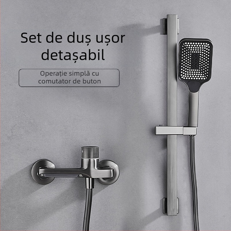 Set de duș din cupru, montaj încastrat, funcție ploaie, cap de duș pătrat, model 7030