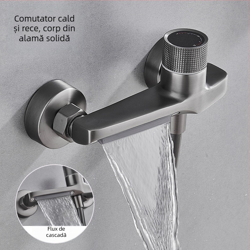 Set de duș din cupru, montaj încastrat, funcție ploaie, cap de duș pătrat, model 7030