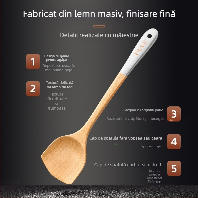Lopată de lemn pentru gătit de la PLYS/Pales — ustensilă de bucătărie rezistentă la temperaturi înalte