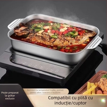 Platou pentru fructe de mare din oțel inoxidabil, pătrat, multifuncțional, ușor de curățat, 780 g