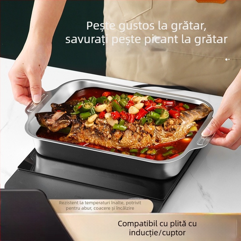 Platou pentru fructe de mare din oțel inoxidabil, pătrat, multifuncțional, ușor de curățat, 780 g