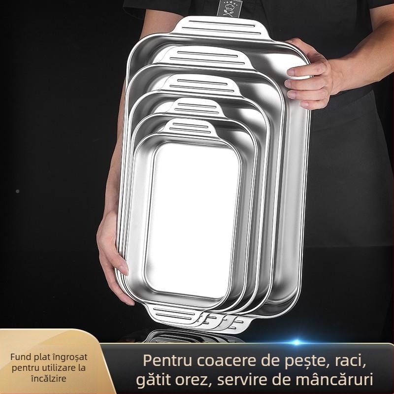 Platou pentru fructe de mare din oțel inoxidabil, pătrat, multifuncțional, ușor de curățat, 780 g