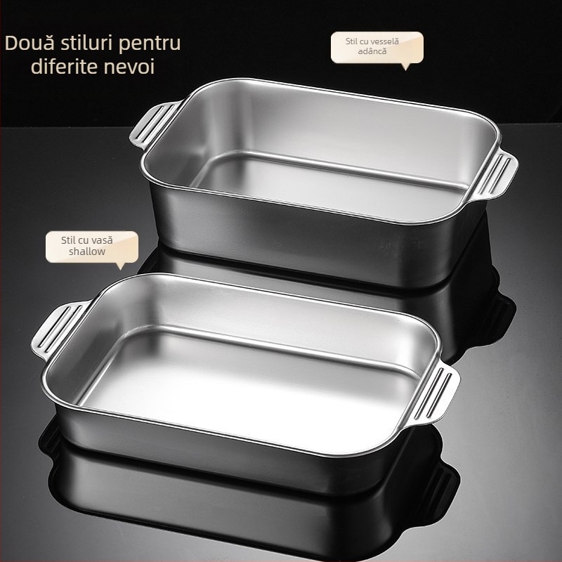 Platou pentru fructe de mare din oțel inoxidabil, pătrat, multifuncțional, ușor de curățat, 780 g