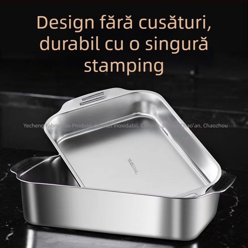 Platou pentru fructe de mare din oțel inoxidabil, pătrat, multifuncțional, ușor de curățat, 780 g