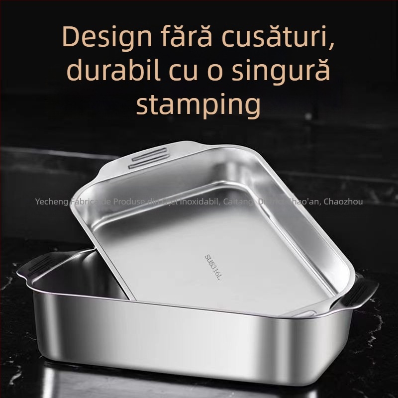 Platou pentru fructe de mare din oțel inoxidabil, pătrat, multifuncțional, ușor de curățat, 780 g