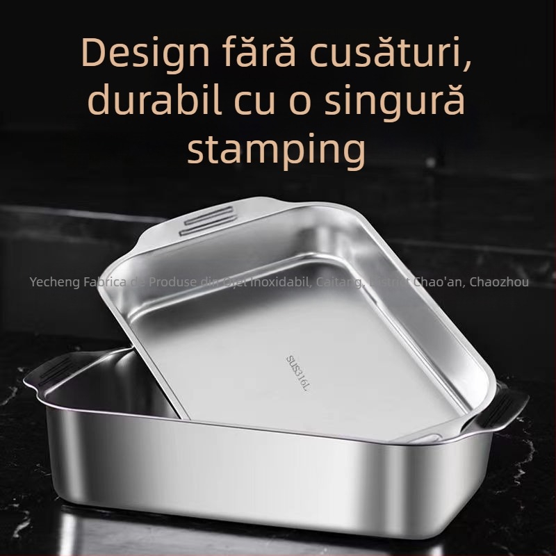 Platou pentru fructe de mare din oțel inoxidabil, pătrat, multifuncțional, ușor de curățat, 780 g