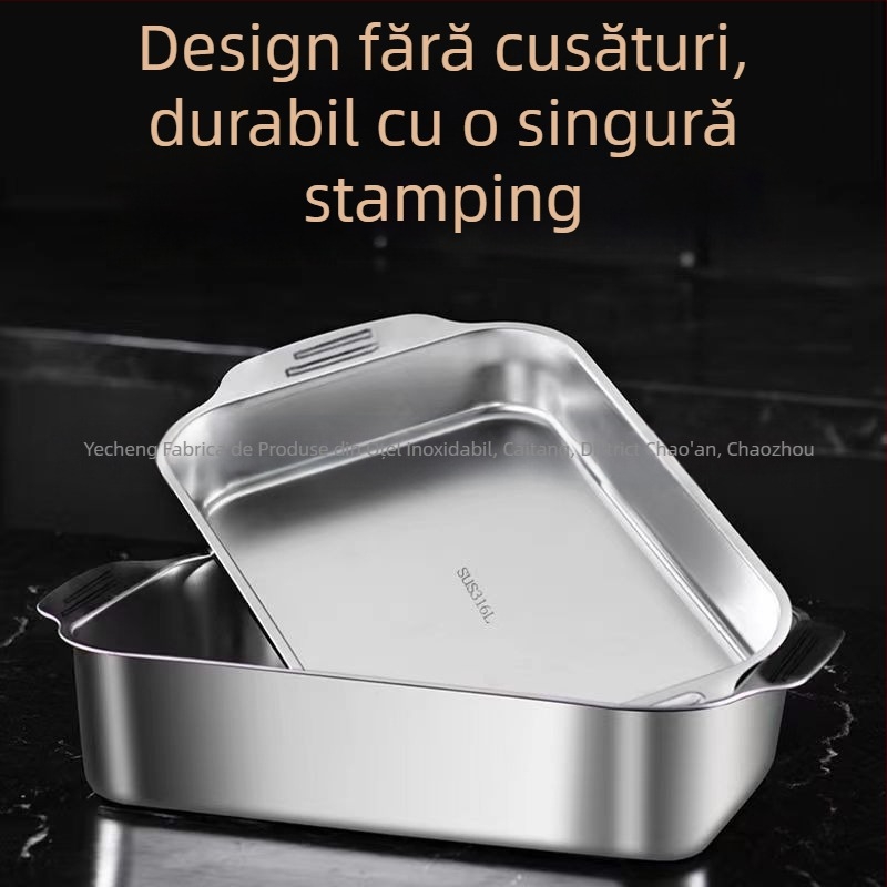 Platou pentru fructe de mare din oțel inoxidabil, pătrat, multifuncțional, ușor de curățat, 780 g