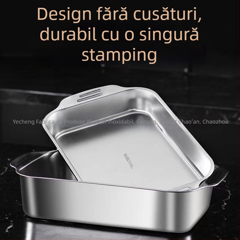 Platou pentru fructe de mare din oțel inoxidabil, pătrat, multifuncțional, ușor de curățat, 780 g