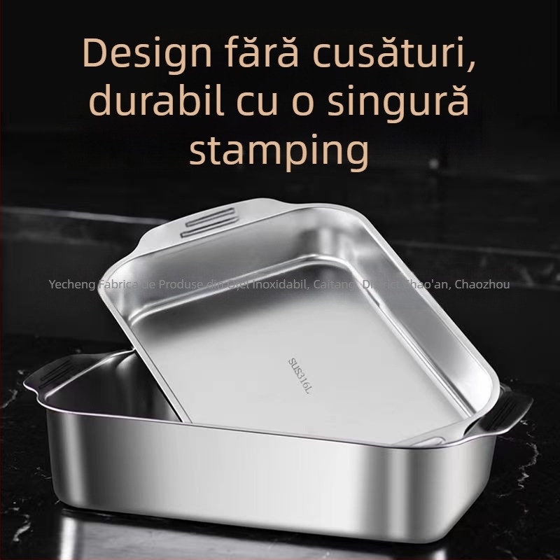 Platou pentru fructe de mare din oțel inoxidabil, pătrat, multifuncțional, ușor de curățat, 780 g