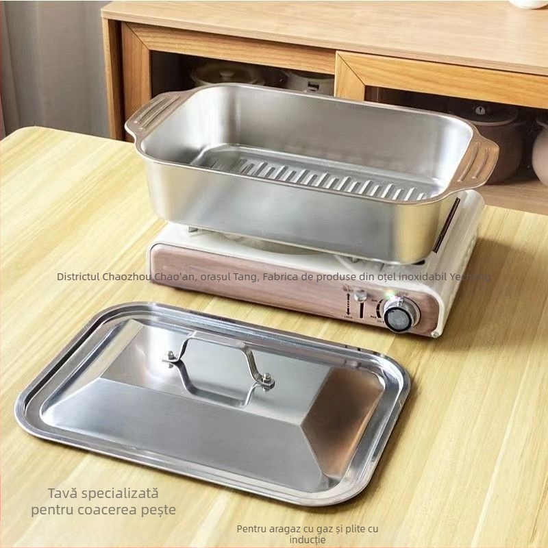 Platou pentru fructe de mare din oțel inoxidabil, pătrat, multifuncțional, ușor de curățat, 780 g