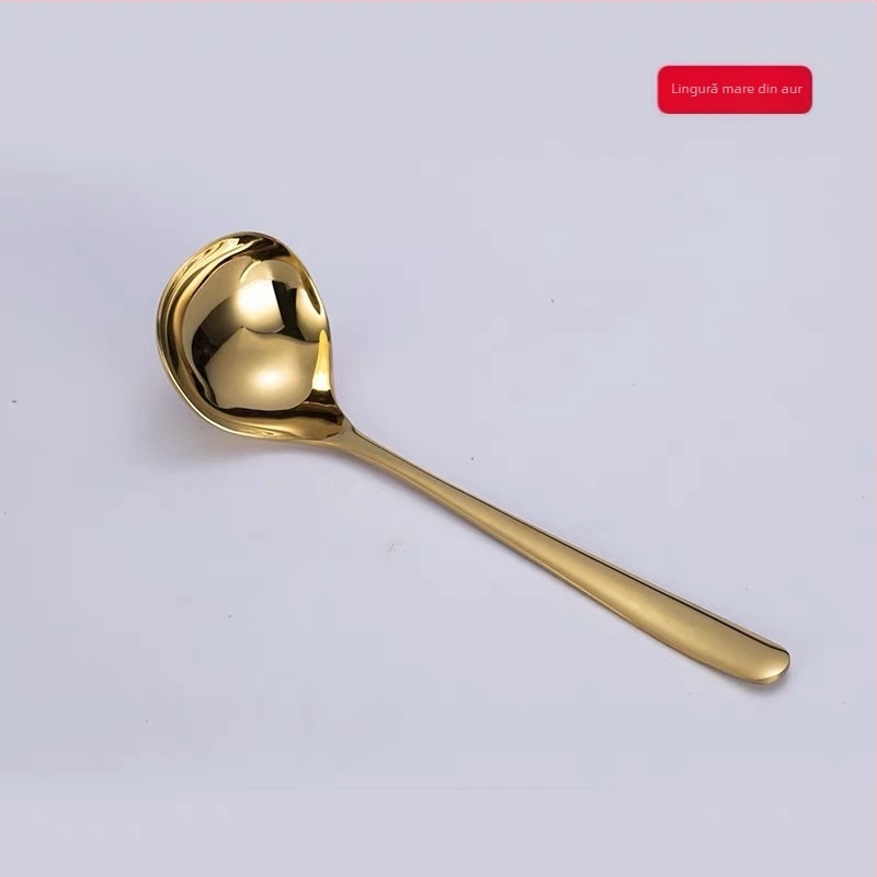 Lingură de bucătărie din oțel inoxidabil, mâner din oțel inoxidabil, stil modern minimalist, lansare iarna 2020