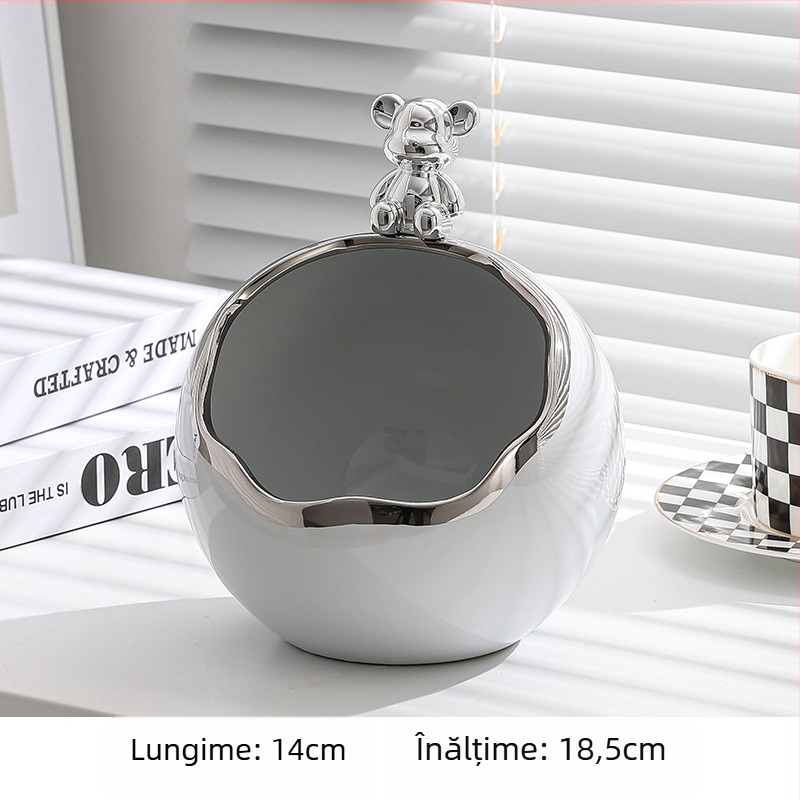 Set ceramic pentru depozitare pe birou și coș de gunoi, stil lux ușor, mic recipient pentru obiecte zilnice, decor pentru sufragerie