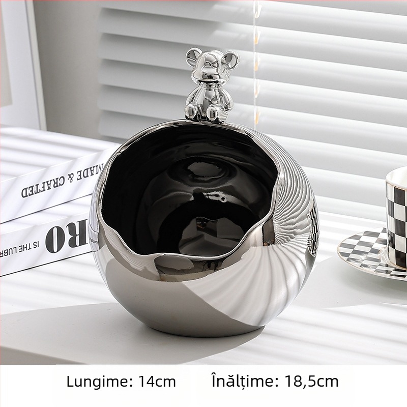 Set ceramic pentru depozitare pe birou și coș de gunoi, stil lux ușor, mic recipient pentru obiecte zilnice, decor pentru sufragerie