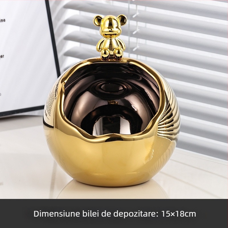 Set ceramic pentru depozitare pe birou și coș de gunoi, stil lux ușor, mic recipient pentru obiecte zilnice, decor pentru sufragerie