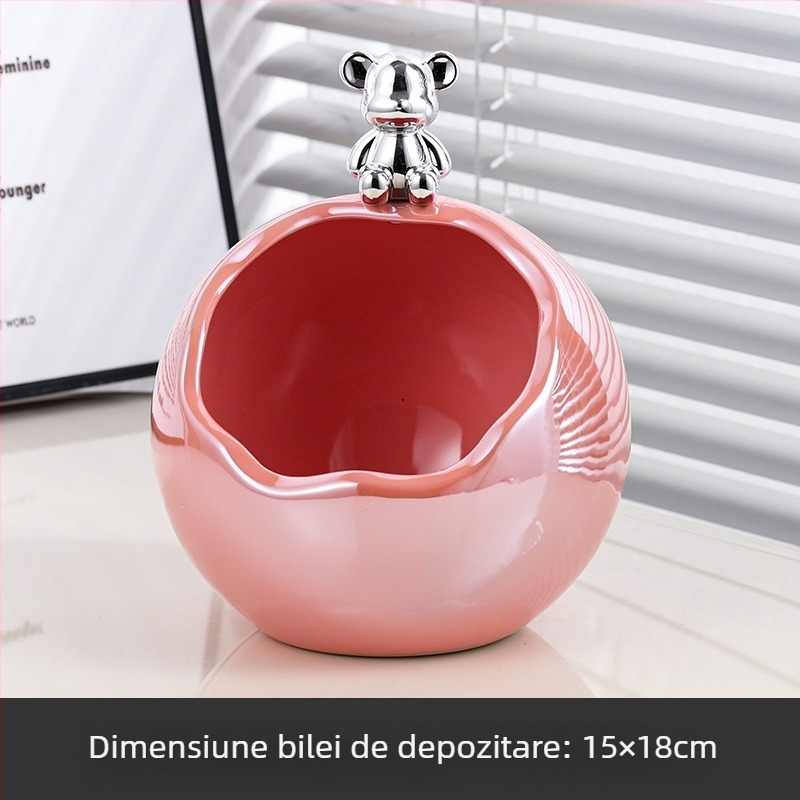 Set ceramic pentru depozitare pe birou și coș de gunoi, stil lux ușor, mic recipient pentru obiecte zilnice, decor pentru sufragerie