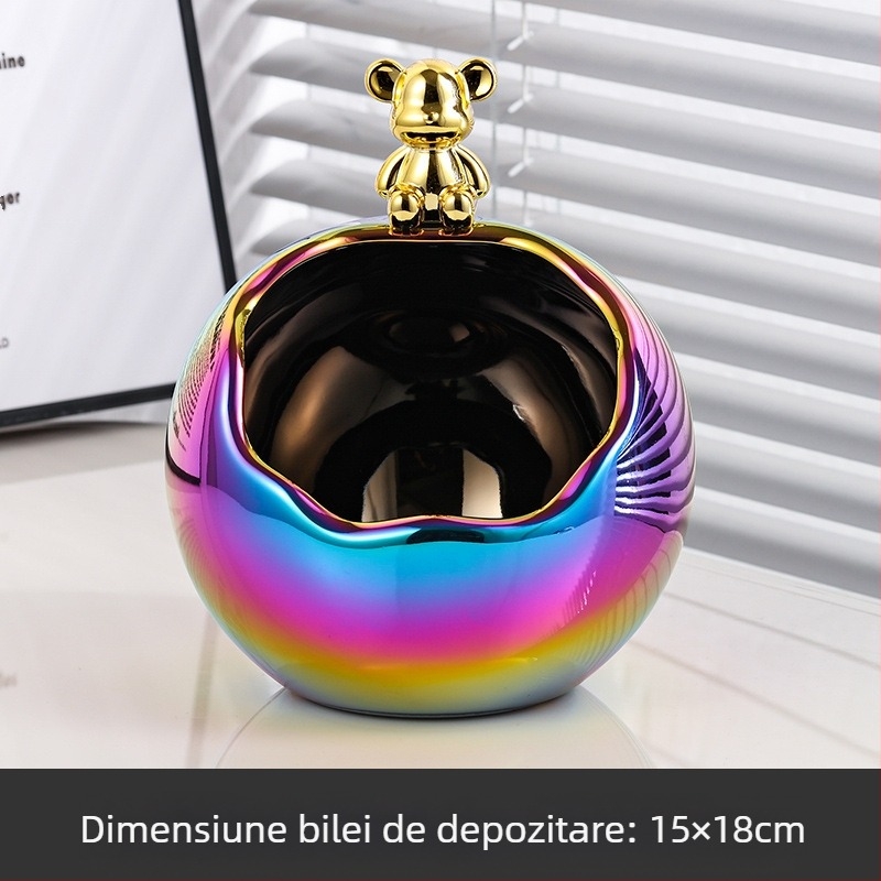 Set ceramic pentru depozitare pe birou și coș de gunoi, stil lux ușor, mic recipient pentru obiecte zilnice, decor pentru sufragerie