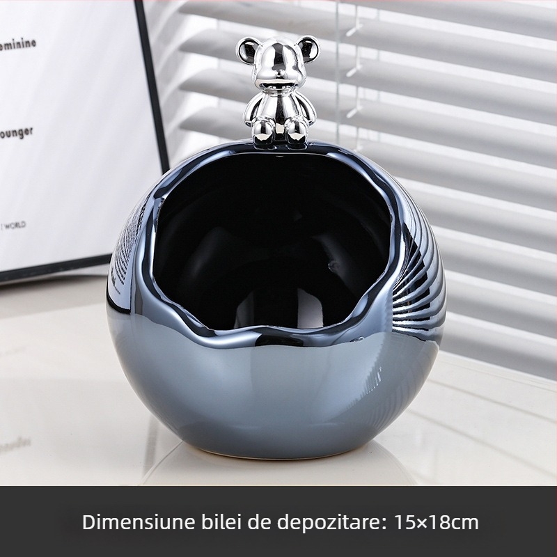 Set ceramic pentru depozitare pe birou și coș de gunoi, stil lux ușor, mic recipient pentru obiecte zilnice, decor pentru sufragerie