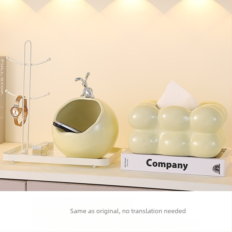 Set ceramic pentru depozitare pe birou și coș de gunoi, stil lux ușor, mic recipient pentru obiecte zilnice, decor pentru sufragerie