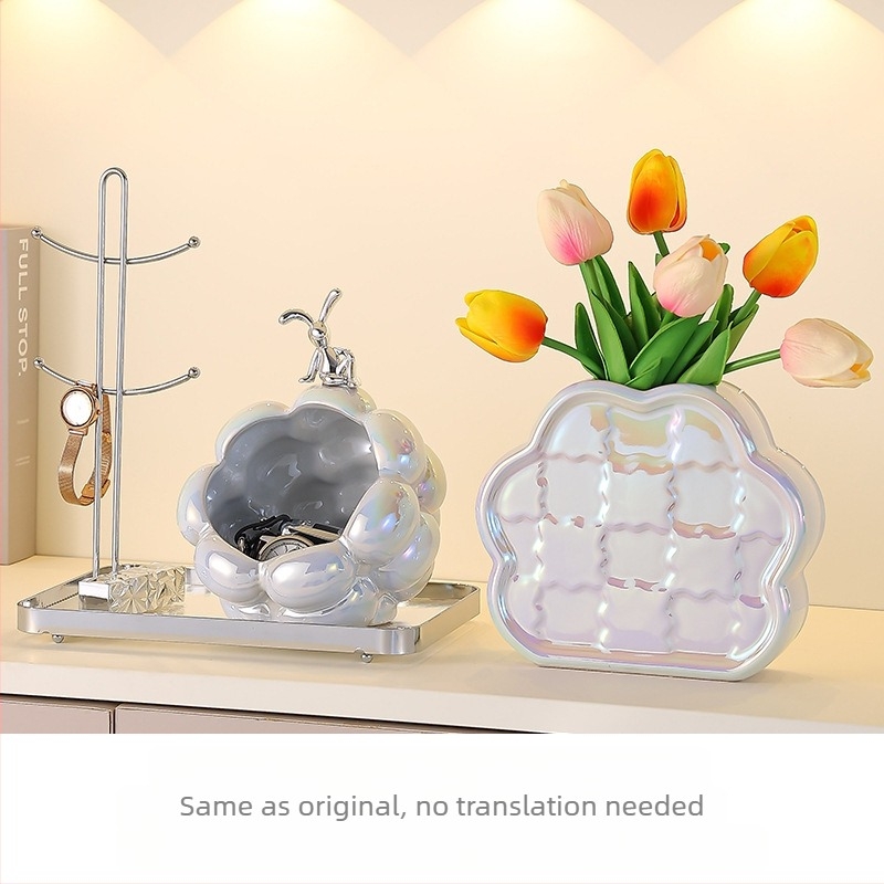 Set ceramic pentru depozitare pe birou și coș de gunoi, stil lux ușor, mic recipient pentru obiecte zilnice, decor pentru sufragerie