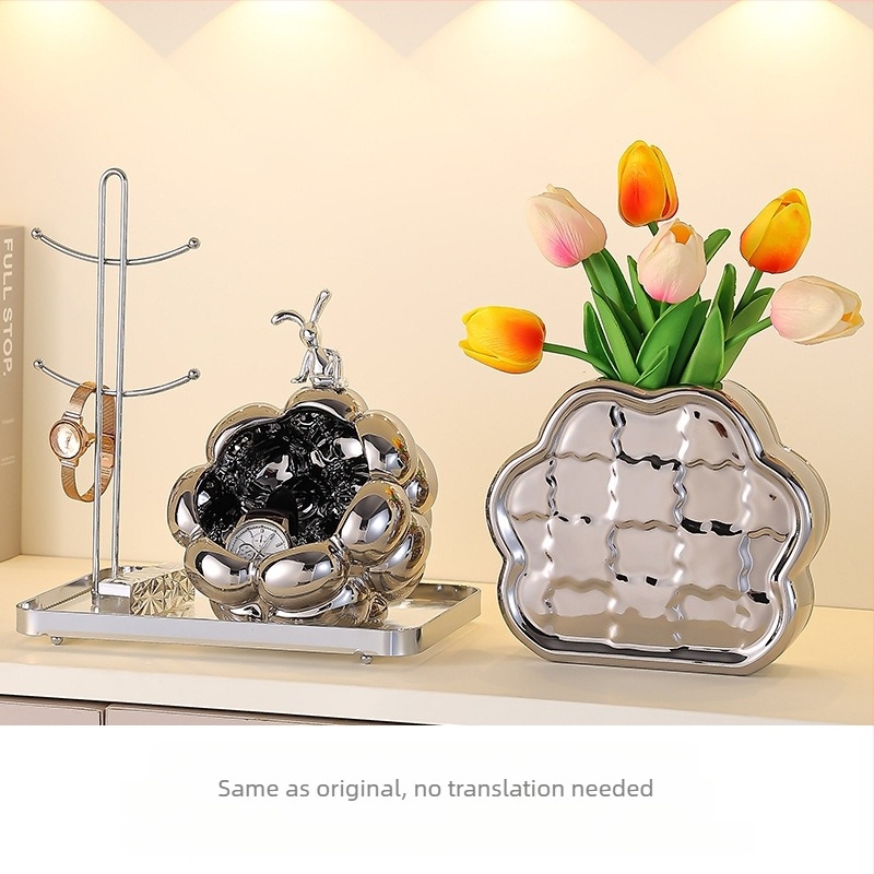 Set ceramic pentru depozitare pe birou și coș de gunoi, stil lux ușor, mic recipient pentru obiecte zilnice, decor pentru sufragerie