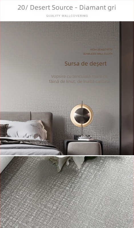 Acoperire de perete din mătase, textură dobby, fără  îmbinări, cu fire micro-aurii; pentru sufragerie și dormitorul principal