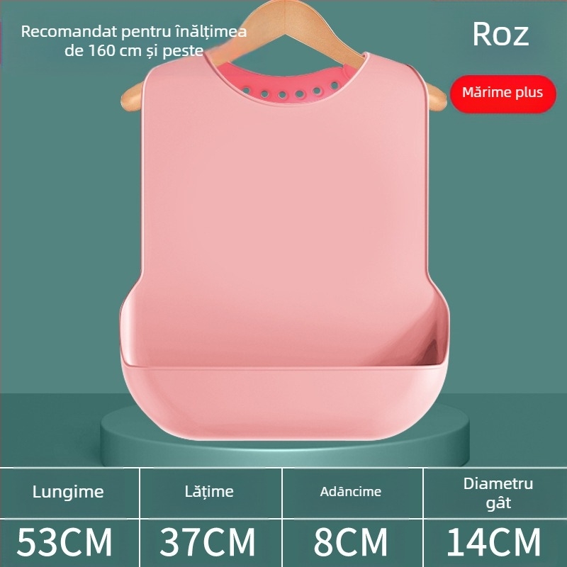 Bibs din silicon pentru adulți, impermeabil, absorbant pentru salivă