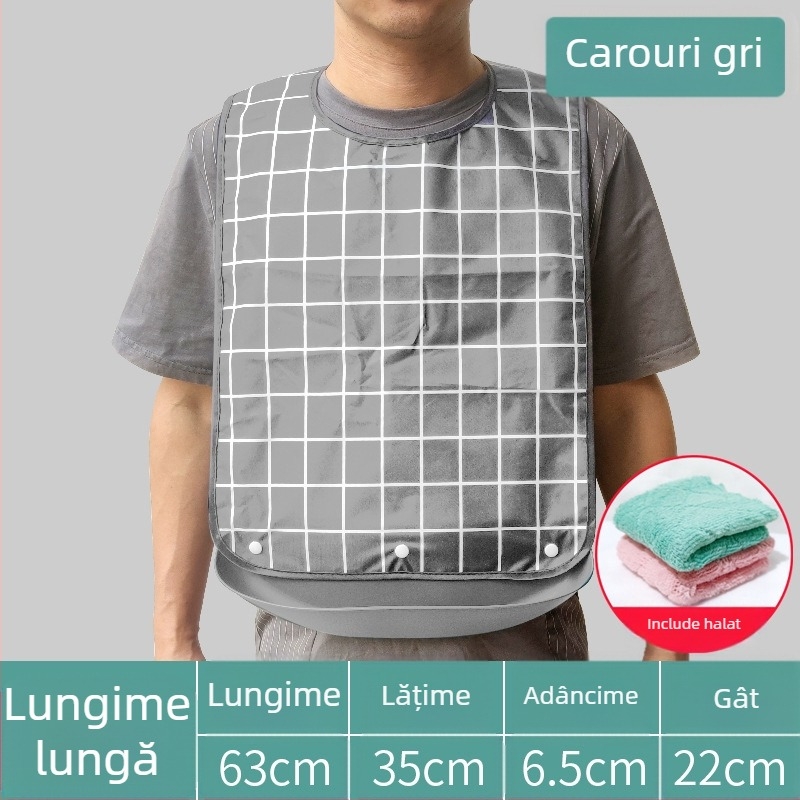 Bibs din silicon pentru adulți, impermeabil, absorbant pentru salivă