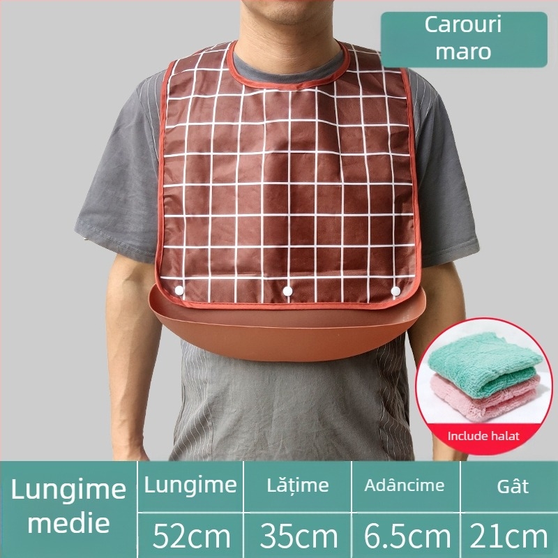 Bibs din silicon pentru adulți, impermeabil, absorbant pentru salivă