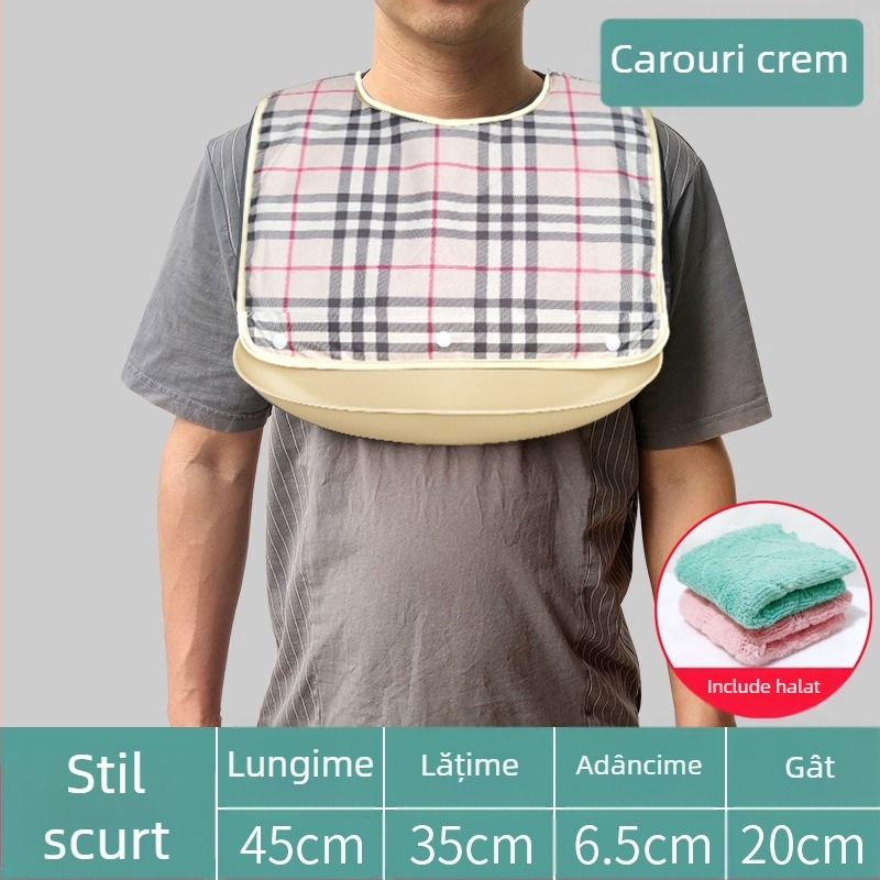 Bibs din silicon pentru adulți, impermeabil, absorbant pentru salivă