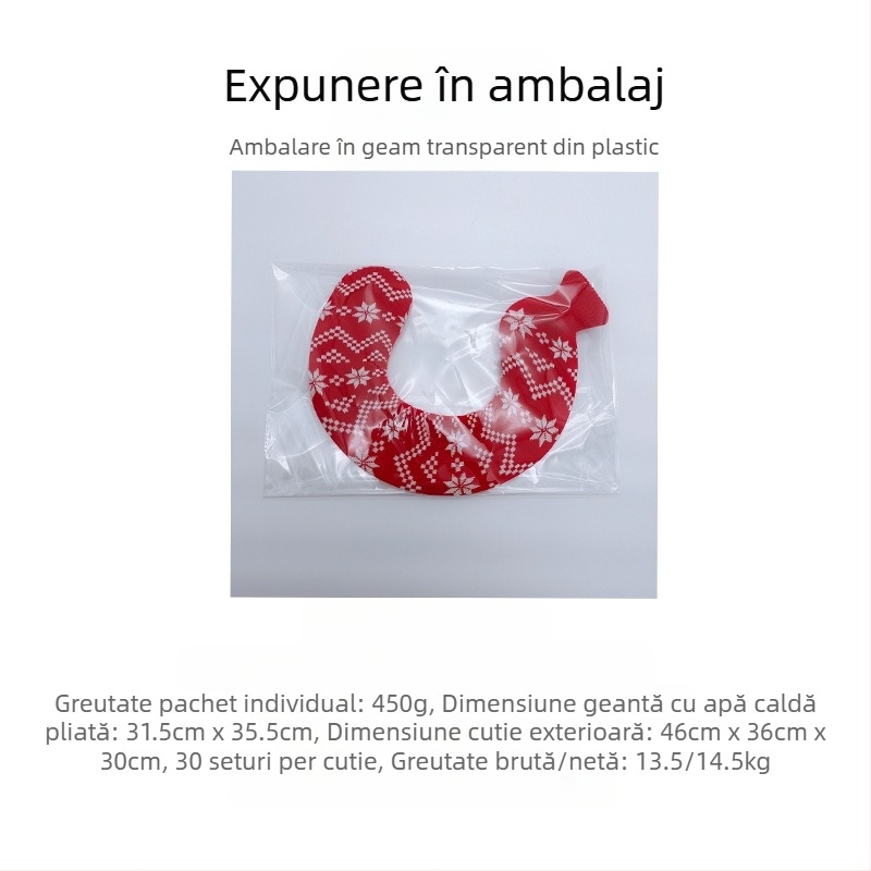 Recipient de apă caldă în formă de U din cauciuc, pentru gât – 450 g, umplut cu apă, utilizare dublă cald/rece