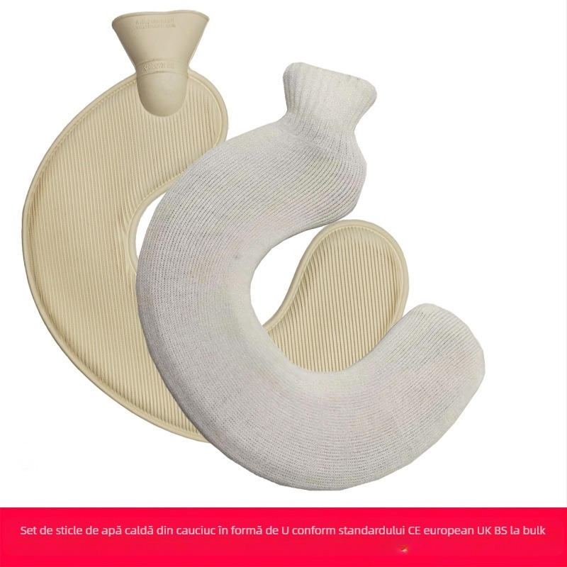 Recipient de apă caldă în formă de U din cauciuc, pentru gât – 450 g, umplut cu apă, utilizare dublă cald/rece