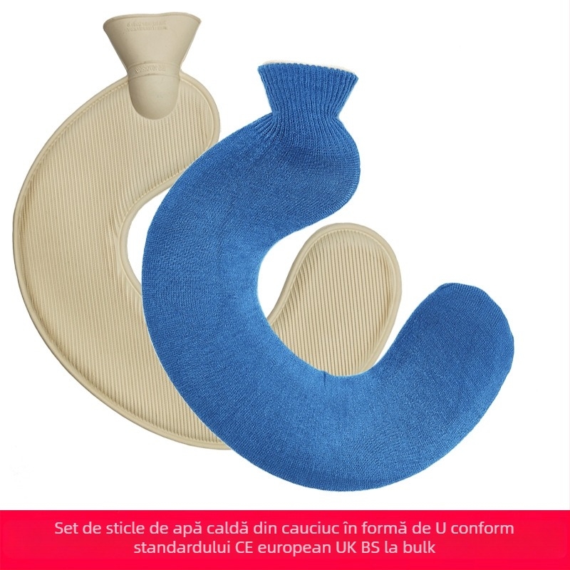 Recipient de apă caldă în formă de U din cauciuc, pentru gât – 450 g, umplut cu apă, utilizare dublă cald/rece