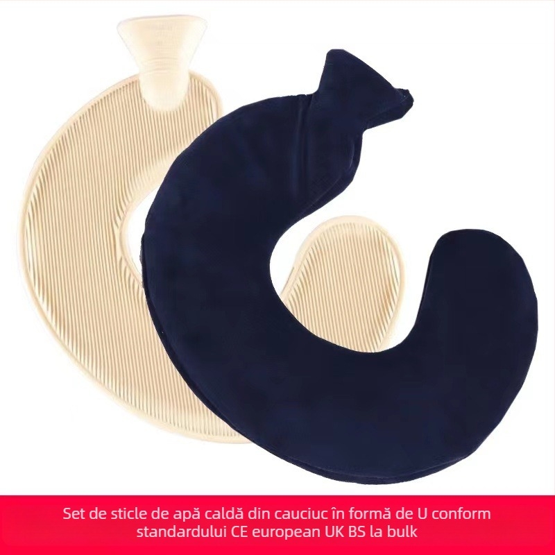 Recipient de apă caldă în formă de U din cauciuc, pentru gât – 450 g, umplut cu apă, utilizare dublă cald/rece