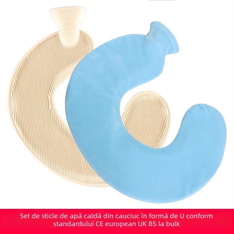 Recipient de apă caldă în formă de U din cauciuc, pentru gât – 450 g, umplut cu apă, utilizare dublă cald/rece