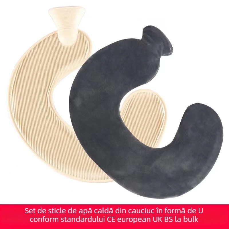 Recipient de apă caldă în formă de U din cauciuc, pentru gât – 450 g, umplut cu apă, utilizare dublă cald/rece