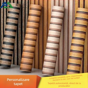 Finisaj de perete cu textură lemn – PVC, rezistent la apă, mucegai și pete, autoadeziv, decor premium