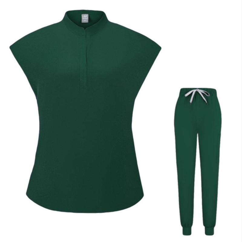 Set de uniformă pentru asistentă medicală, guler în V, material poliester-spandex care elimină umezeala, pantaloni, pentru vară, primăvară și toamnă