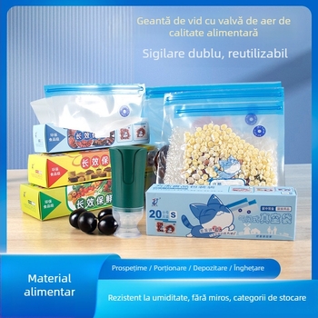 Sac vid cu valve și fermoar – de calitate alimentară, reutilizabil, sigilare automată, ambalaj vid cu compresie