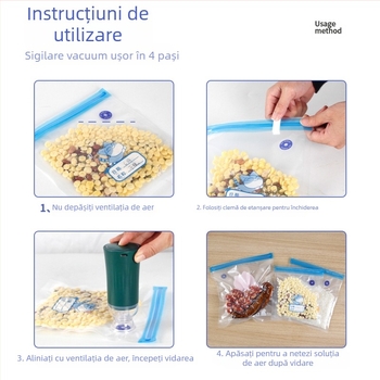 Sac vid cu valve și fermoar – de calitate alimentară, reutilizabil, sigilare automată, ambalaj vid cu compresie