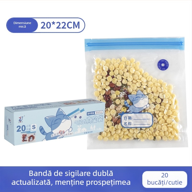 Sac vid cu valve și fermoar – de calitate alimentară, reutilizabil, sigilare automată, ambalaj vid cu compresie