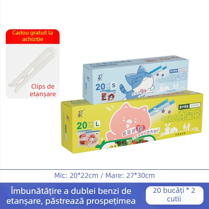 Sac vid cu valve și fermoar – de calitate alimentară, reutilizabil, sigilare automată, ambalaj vid cu compresie