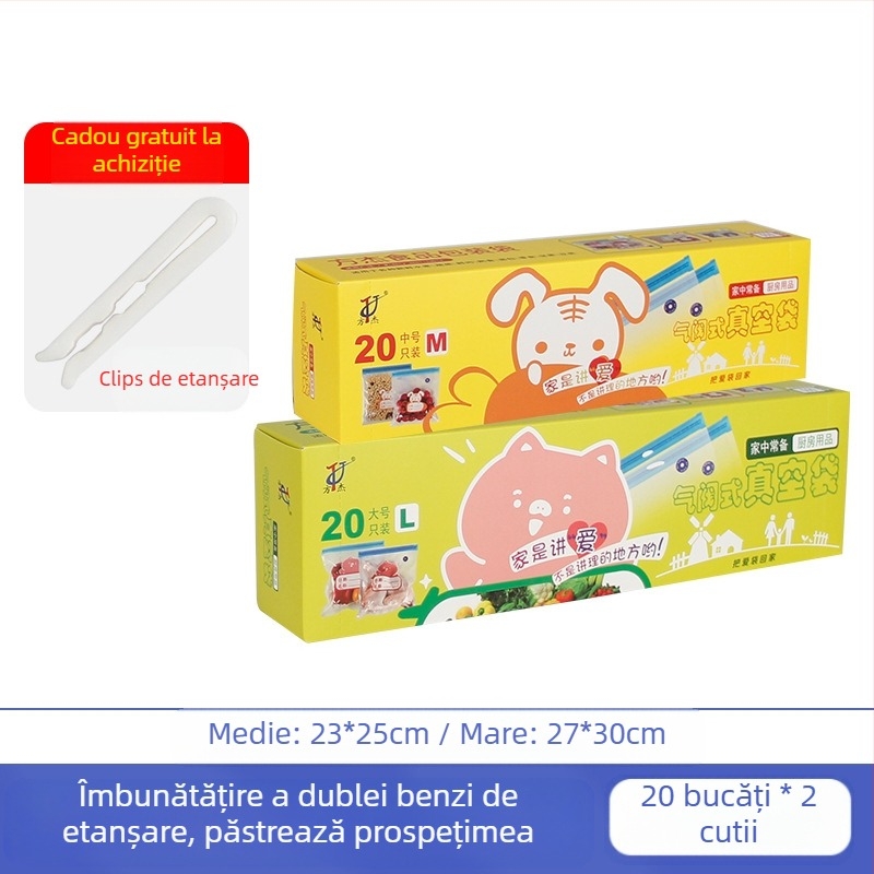 Sac vid cu valve și fermoar – de calitate alimentară, reutilizabil, sigilare automată, ambalaj vid cu compresie