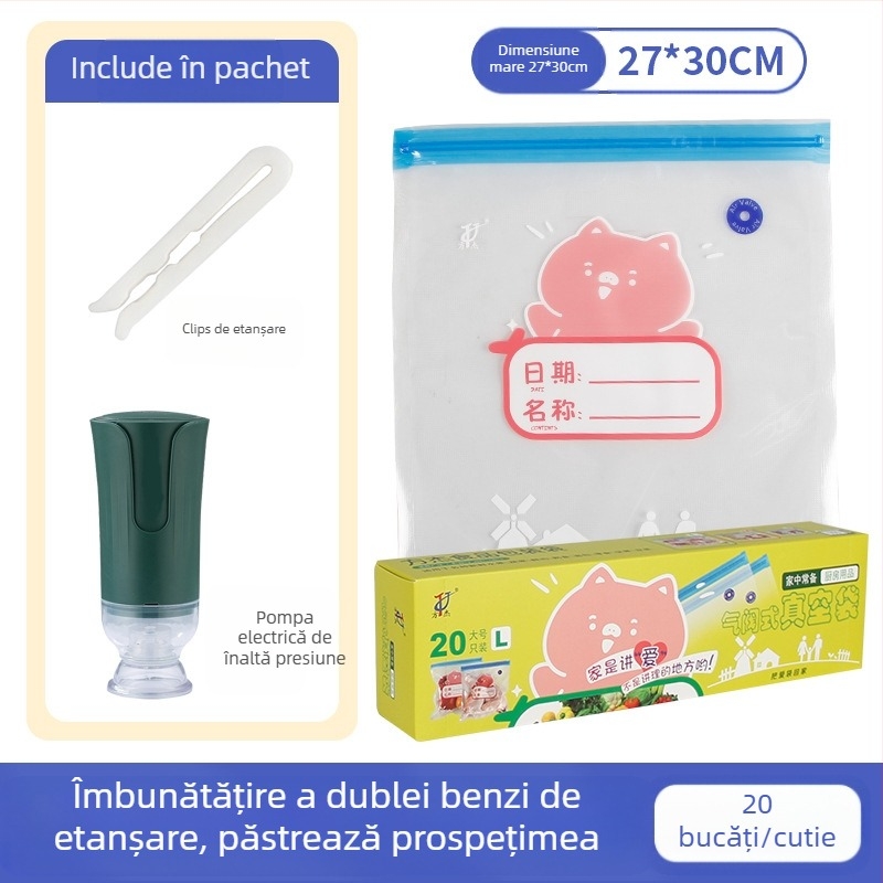 Sac vid cu valve și fermoar – de calitate alimentară, reutilizabil, sigilare automată, ambalaj vid cu compresie